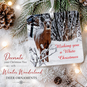 White Christmas Whitetail Deer Ornament