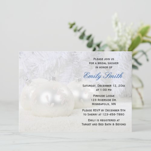 White Christmas Winter Bridal Shower Invitation