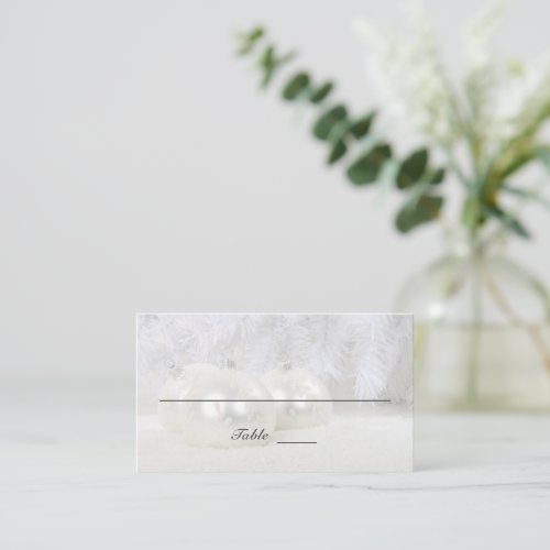 White Christmas Winter Wedding  Custom Flat Place Card