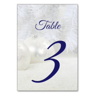 White Christmas Winter Wedding Table Number