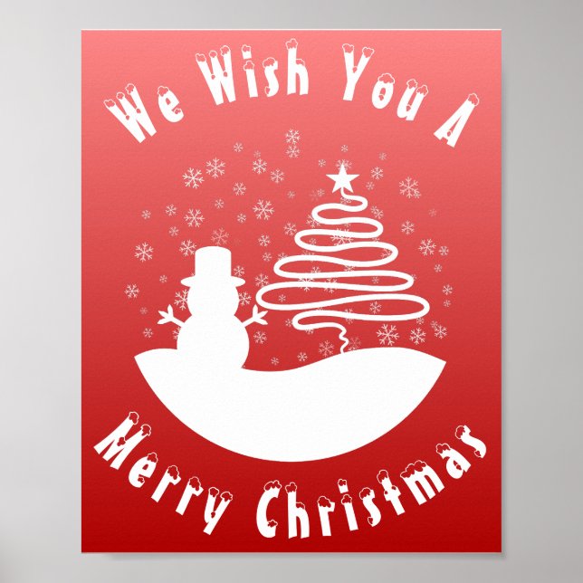 White Christmas Winter Wonderland Snowman Tree Poster (Front)