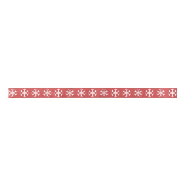 White Christmas Winter Wonderland Snowman Tree Satin Ribbon (Front)