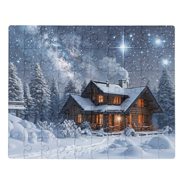 White Chrsitmas Tree Snowy Landscape Jigsaw Puzzle (Puzzle Horizontal)