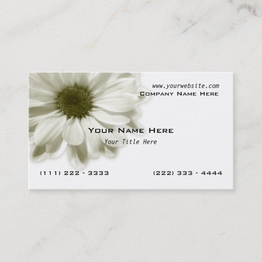 Customizable White Chrysanthemum Business Card