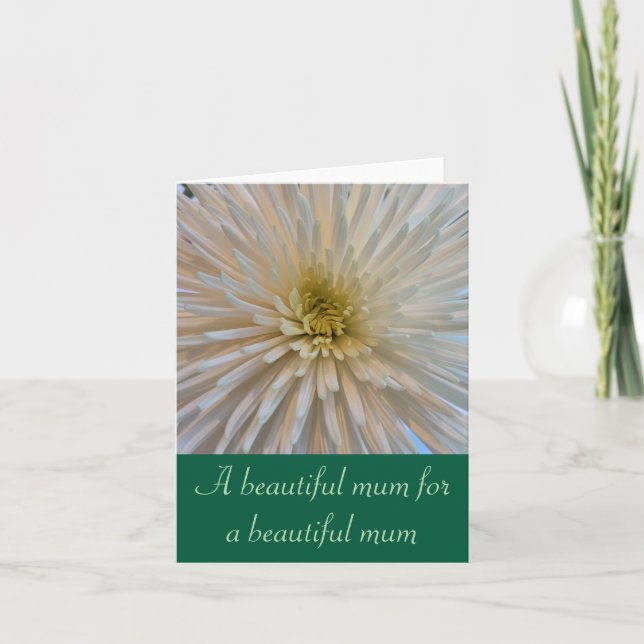 White Chrysanthemum Greeting Card for Mom (Front)