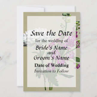 White Chrysanthemums and Purple Snapdragons Save The Date