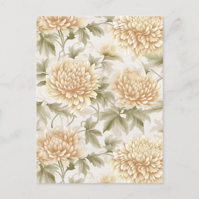 White Chrysanthemums Chiyogami  Postcard (Front)