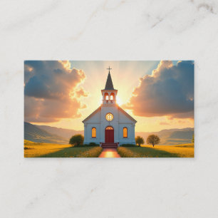 White Church in a Country Meadow Business Card