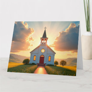 White Church in a Country Meadow Card