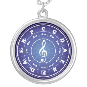 White Circle Of Fifths Silver Plated Necklace by chmayer at Zazzle