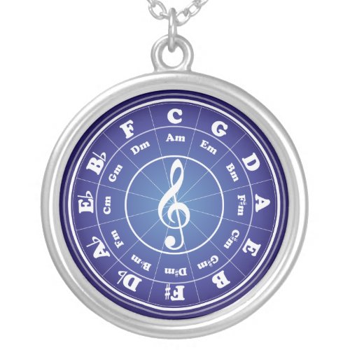 White Circle of Fifths Silver Plated Necklace