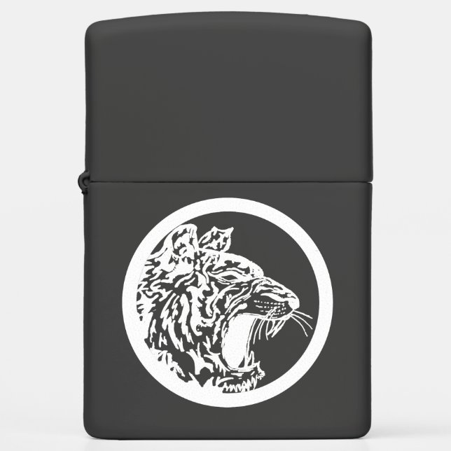 White Circle Tiger Head Zippo Lighter (Front)