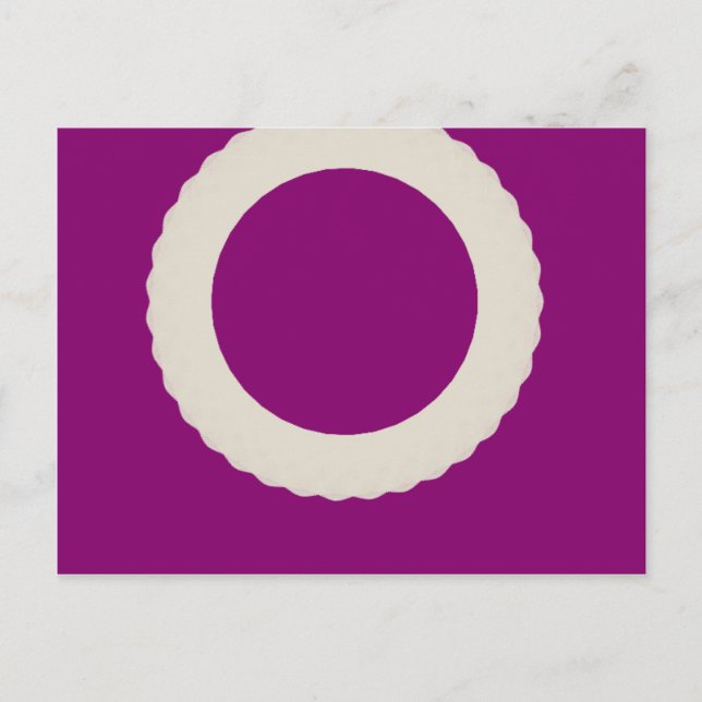 white circle with purple background postcard (Front)