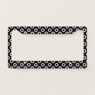White Circles Dots Dotted Pattern on Black License Plate Frame