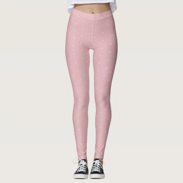 White Circles Dots Modern Blush Pink Elegant Top Leggings | Zazzle