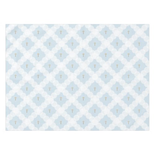 White Circles gold cross Christian Baptism Tablecloth