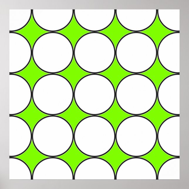 white circles in green fluorescent background poster (Front)