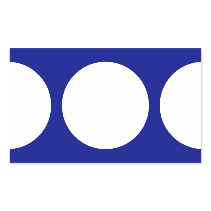 White Circles on Blue Rectangular Sticker