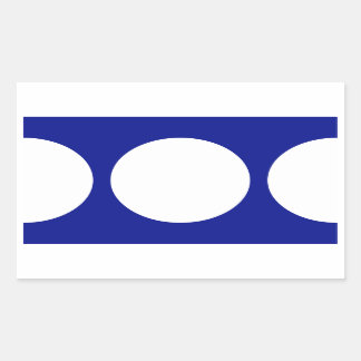 White Circles on Blue Rectangular Sticker