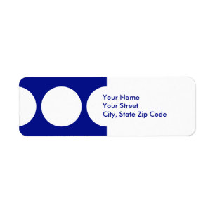 White Circles on Blue return address label