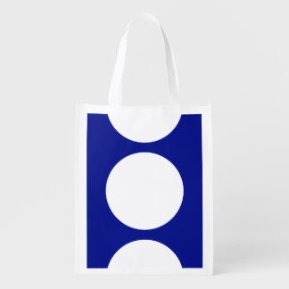 White Circles on Blue Reusable Grocery Bag
