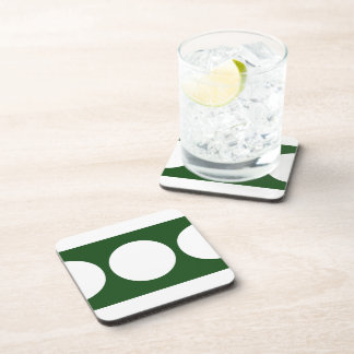 White Circles on Green Beverage Coaster