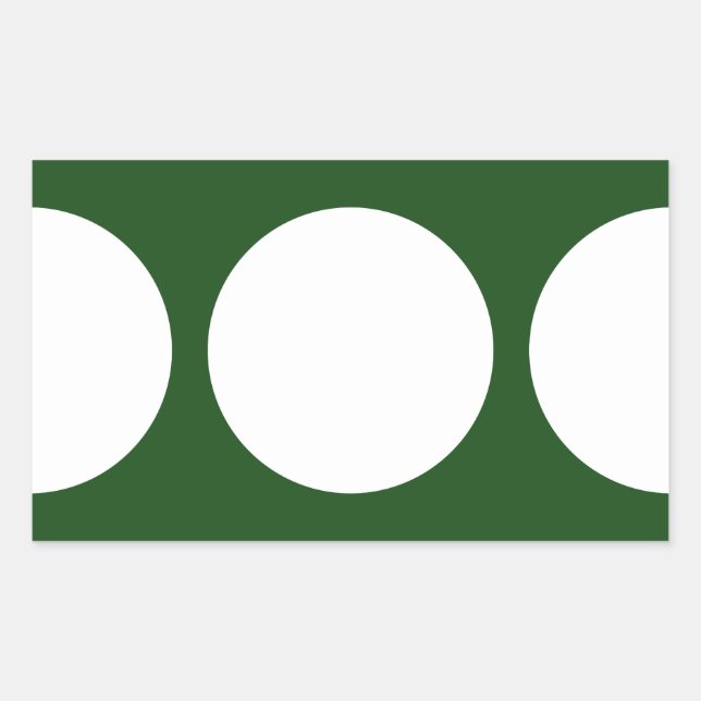 White Circles on Green Rectangular Sticker (Front)