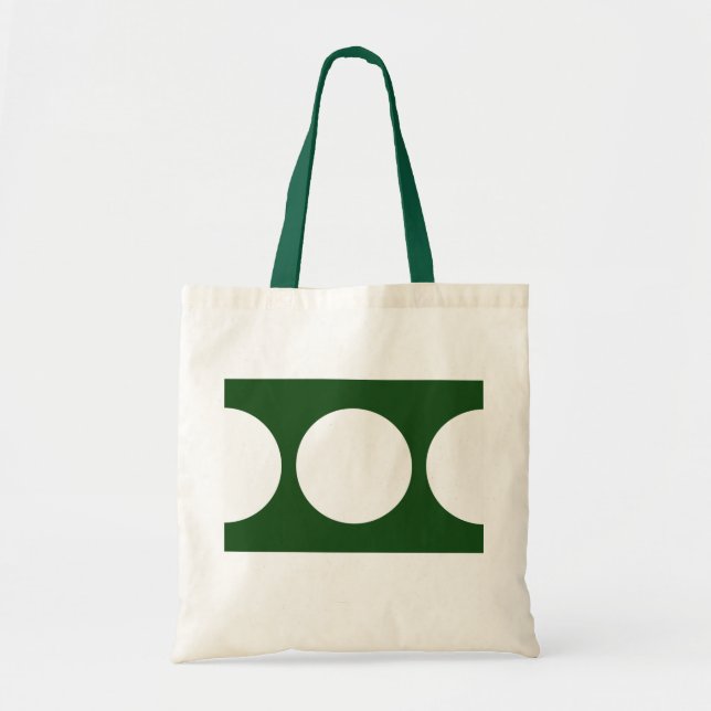White Circles on Green Tote Bag (Front)