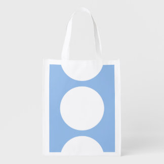White Circles on Light Blue Reusable Grocery Bag