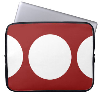 White Circles on Red Laptop Sleeve