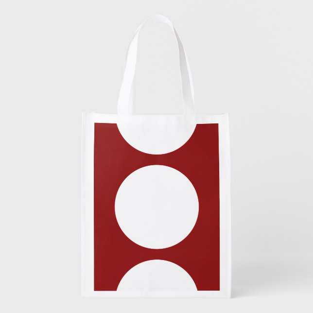 White Circles on Red Reusable Grocery Bag (Front)