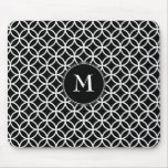 White Circles Overlapping Pattern Black Background Mouse Pad at Zazzle