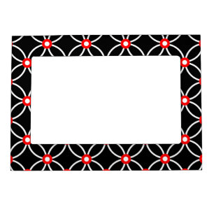 White Circles Red Dots On Black Magnetic Frame