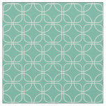 White Circles Squares On Turquoise Blue Midcentury Fabric