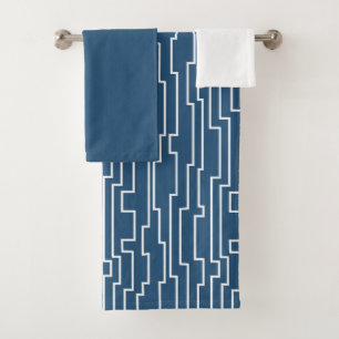 White Circuit Lines Bath Towel Set