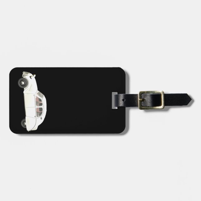 White Citroen 2CV deux chevaux Luggage Tag (Front Horizontal)