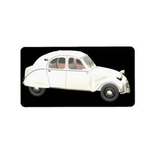 White Citroen 2CV Label