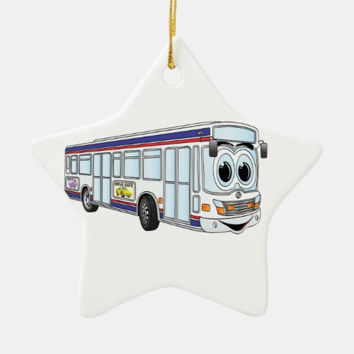 White City Bus Cartoon Ceramic Ornament