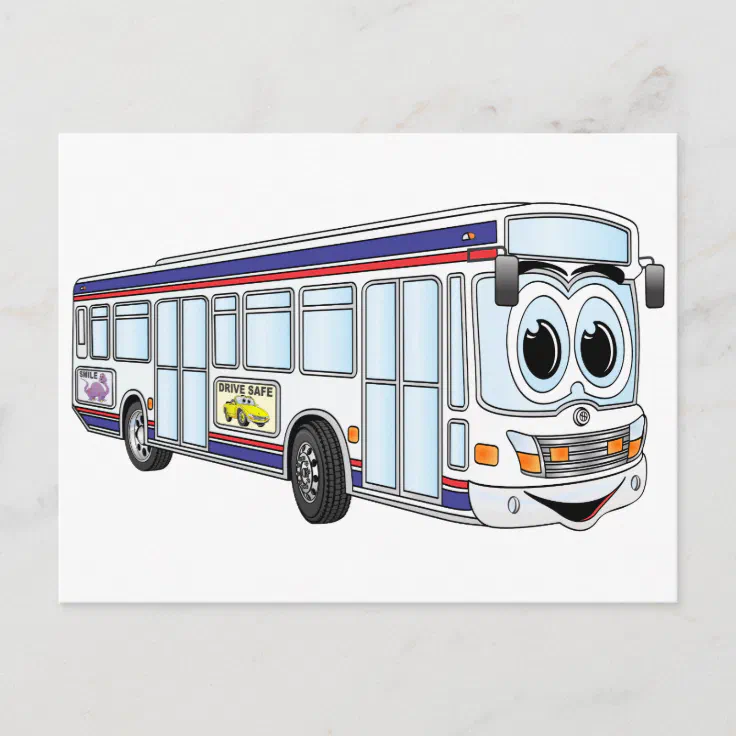 White City Bus Cartoon Postcard | Zazzle