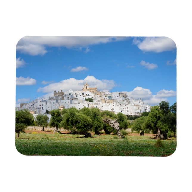 White city Ostuni, Puglia rectangular magnet (Horizontal)