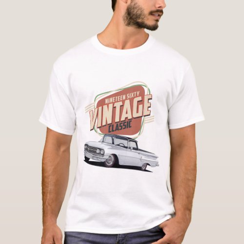 White Classic American Car T_Shirt