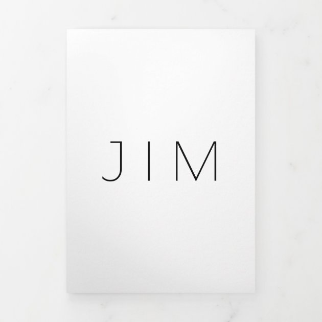 White Classic Formal minimal Wedding Tri-Fold Card