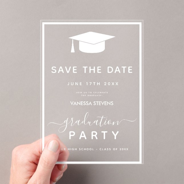  White Classic Graduation Save the Date (Insitu (Handheld))