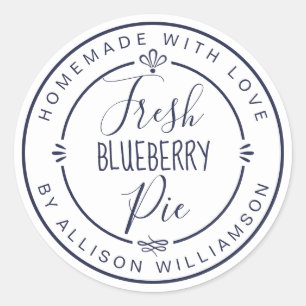 White Classic Homemade Blueberry Pie Label