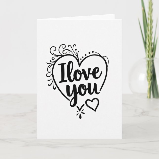 White Classic I Love You Heart Card (Front)