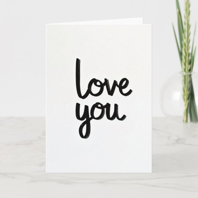 White Classic Love You Script Card (Front)