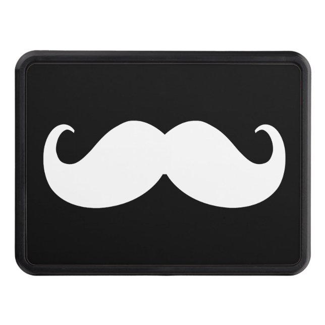 White Classic Mustache on Hitch Print Hitch Cover (Front)