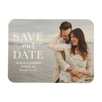 White Classic Overlay | Save The Date Magnet by FINEandDANDY at Zazzle