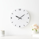White Classic Plain And Simple Solid Color Large Clock<br><div class="desc">Round Wall Clock wall art decor and decorative home furnishing decor accessory printed with White Classic Plain And Simple Solid Color illustration and select products collection by TheFabricSeal print on demand shop at Zazzle.com #ZazzleMade https://www.zazzle.com/store/thefabricseal This unique, high-quality wall clock is vibrantly custom printed with AcryliPrint®HD process and features a...</div>