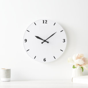 White Classic Plain And Simple Solid Color Large Clock